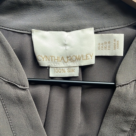 Cynthia Rowley | 100% Silk Taupe Drawstring V-neck Sleeveless Midi Dress Sz 6 - Picture 6 of 12